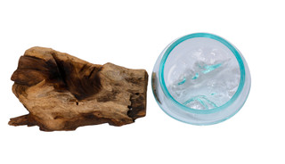 Thumbnail 3: JD YEATTS 6 in Glass Bowl on Wood Home Accent 