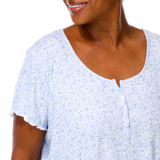 Thumbnail 2: Laura Ashley Plus Short Sleeve Henley Sleepshirt 