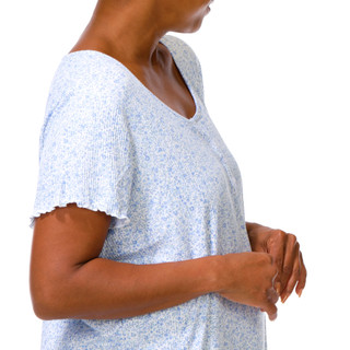 Thumbnail 3: Laura Ashley Plus Short Sleeve Henley Sleepshirt 