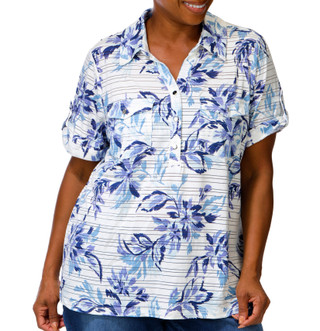Thumbnail 1: Coral Bay Women's Plus 2 Pocket Button Collar Top 