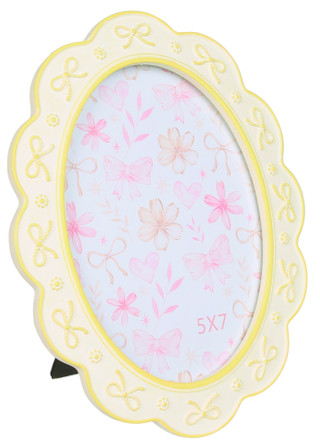 Thumbnail 1: 5x7 Oval Scalloped Picture Frame w/ Bows 