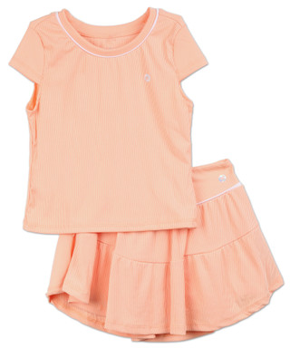 Thumbnail 1: RBX Little Girls Active 2 Pc Ribbed Tiered Skort Set 