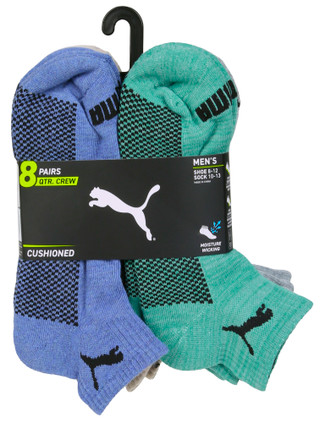 Thumbnail 1: Puma Men's 8 Pk Quarter Crew Socks 