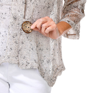 Thumbnail 2: Nina Leonard Women's Open Weave 2 Button Shrug 