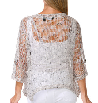 Thumbnail 3: Nina Leonard Women's Open Weave 2 Button Shrug 