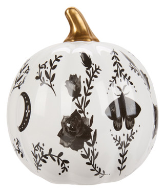 Thumbnail 2: Magical Season 7 in Black Crow & Moon Ceramic Pumpkin Halloween Decor 