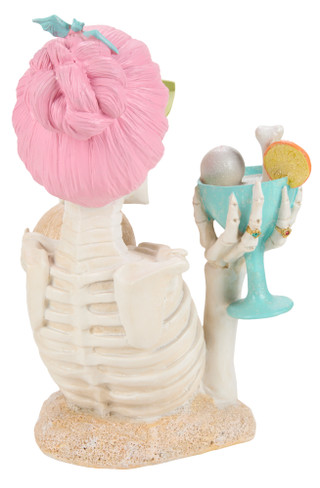Thumbnail 2: Magical Season 12 in Tropical Pink Hair Skeleton with Drink Halloween Decor 