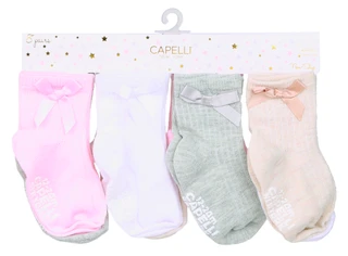 Thumbnail 1: Capelli New York Baby Girls 8 Pk Non Slip Crew Socks 
