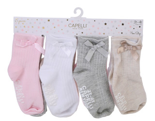 Thumbnail 1: Capelli New York Girls' 8-Pair Non-Slip Bow Socks 