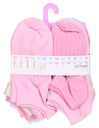 Thumbnail 2: Elle Girl Girls 20 Pk Ankle Socks 