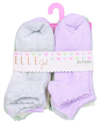Thumbnail 1: Elle Girl Girls 20 Pk Ankle Socks 