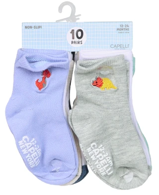 Thumbnail 1: Capelli New York Baby Boys 10 Pk Non-Slip Crew Socks 