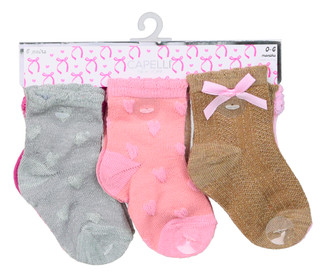 Thumbnail 1: Capelli New York Baby Girls 6 Pk Embroidered Socks 