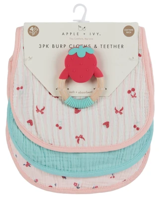 Thumbnail 2: Apple & Ivy 3 Pk Burp Cloths & Teether 