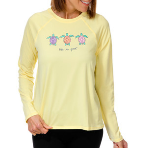 Thumbnail 1: Life is Good Women's Long Sleeve Sea Turtle Rashguard 