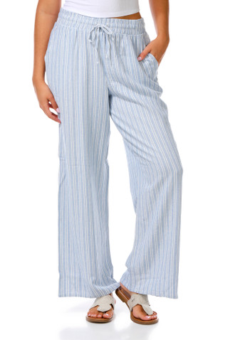 Thumbnail 1: Pink Rose Juniors Wide Leg Stripe Pants 