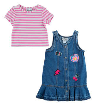 Thumbnail 3: Rare Editions Little Girls 2 Pc Denim Jumper Set 