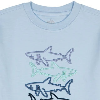 Thumbnail 4: Kids Headquarters Little Boy's 2 Pc Short Sleeve Shark Tee Cargo Set 