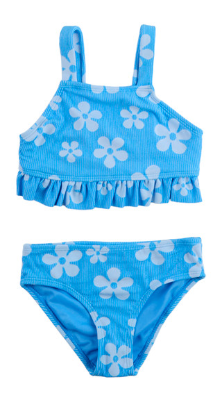 Thumbnail 1: Breaking Waves Big Girl's 2 Pc Tropical Ruffle Tankini 