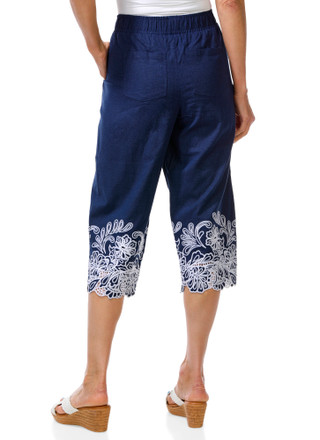 Thumbnail 2: Coral Bay Petite Embroidered Hem Capris 
