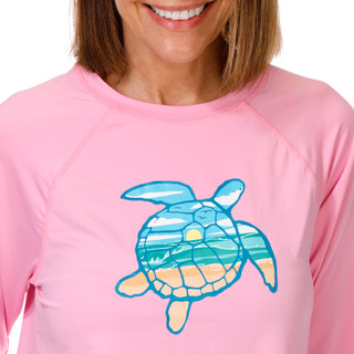 Thumbnail 3: Life is Good Women's Long Sleeve Sea Turtle Rashguard 