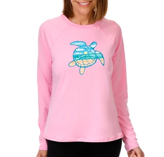 Thumbnail 1: Life is Good Women's Long Sleeve Sea Turtle Rashguard 