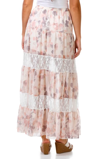 Thumbnail 3: SECONDARY Juniors Chiffon Lace Inset Maxi Skirt 