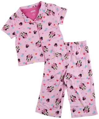 Thumbnail 1: Minnie Mouse Toddler Girl's Short Sleeve Minnie Heart Pajama Pant Set 