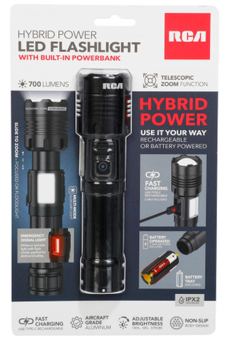 Thumbnail 1: RCA LED Flashlight w/ Built-In Power Bank 