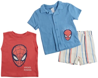 Thumbnail 1: Spiderman Toddler Boy's 3 Pc Cabana Graphic Shirt Tank & Short Set 