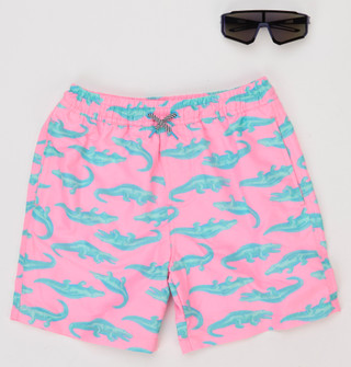 Thumbnail 1: STITCH AND STONE Boy's Alligator Swim Trunks with Sunglasses 