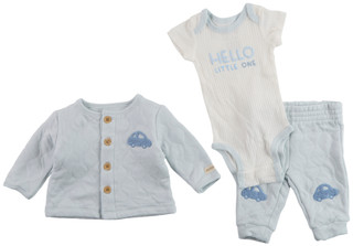 Thumbnail 1: HUGGIES Baby Boy's 3 Pc Bodysuit Cardigan & Pant Set 