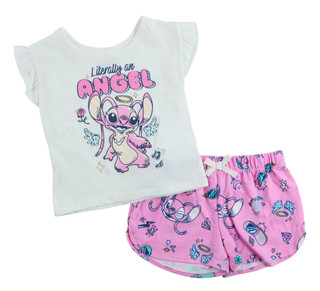 Thumbnail 1: Disney Little Girls 2 Pc Angel Shorts Set 