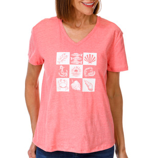 Thumbnail 1: REEL LEGENDS Women's Relaxed Fit Checkerboard Beach Tee 