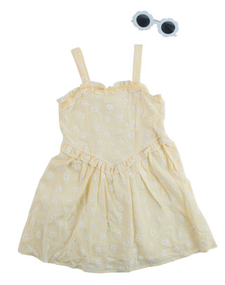 Thumbnail 1: Love Squared Girls Little Girls Textured Woven Dress Set 