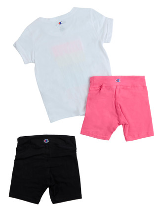Thumbnail 2: Champion Little Girl's 3 Pc Tee & Shorts Set  