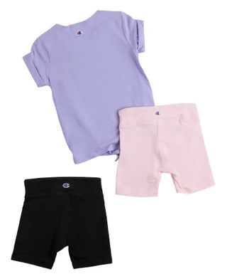 Thumbnail 2: Champion Little Girl's 3 Pc Tee & Shorts Set  