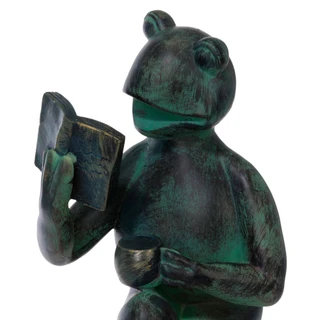 Thumbnail 2: TURTLE KING CORP Reading Frog Garden Statue 