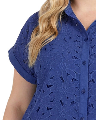 Thumbnail 2: Ny Collection Plus Size Short Sleeve Eyelet Blouse 
