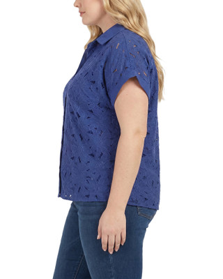 Thumbnail 3: Ny Collection Plus Size Short Sleeve Eyelet Blouse 