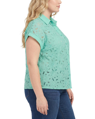 Thumbnail 3: Ny Collection Plus Size Short Sleeve Eyelet Blouse 