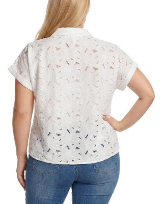 Thumbnail 2: Ny Collection Plus Size Short Sleeve Eyelet Blouse 