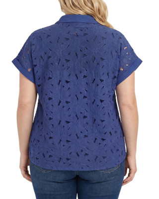 Thumbnail 4: Ny Collection Plus Size Short Sleeve Eyelet Blouse 
