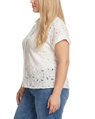 Thumbnail 4: Ny Collection Plus Size Short Sleeve Eyelet Blouse 