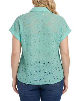 Thumbnail 4: Ny Collection Plus Size Short Sleeve Eyelet Blouse 