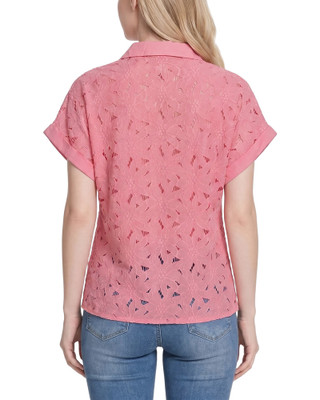 Thumbnail 2: Ny Collection Petite Short Sleeve Eyelet Blouse 