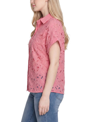 Thumbnail 4: Ny Collection Petite Short Sleeve Eyelet Blouse 