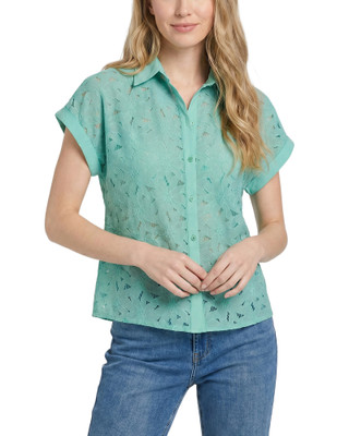 Thumbnail 1: Ny Collection Petite Short Sleeve Eyelet Blouse 