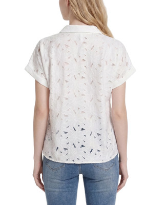 Thumbnail 2: Ny Collection Petite Short Sleeve Eyelet Blouse 