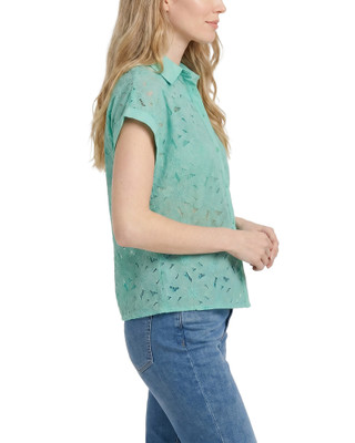 Thumbnail 4: Ny Collection Petite Short Sleeve Eyelet Blouse 